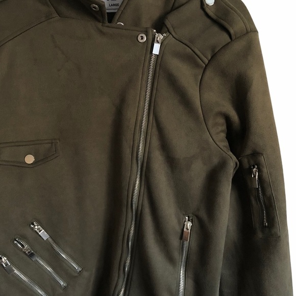 Sixth June Paris green faux suede moto jacket - Picture 3 of 6